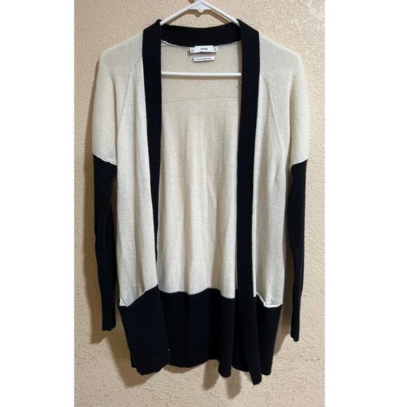 Vince black cream colorblock cashmere open cardigan sweater - Picture 2 of 9